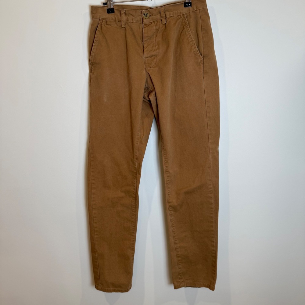 Kangol Chino Pants Mens 30L Brown Flat Front Button Fly Cotton Casual